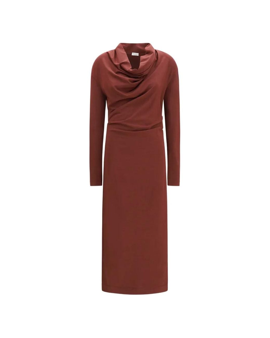 Brunello Cucinelli Red Jersey Dress With Monili