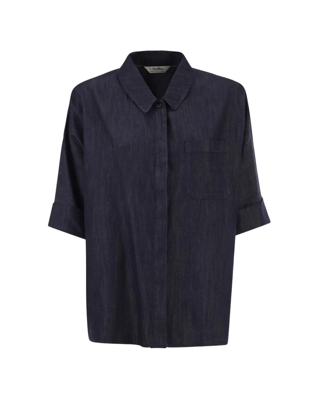 Max Mara Blue Short-Sleeve Denim Shirt