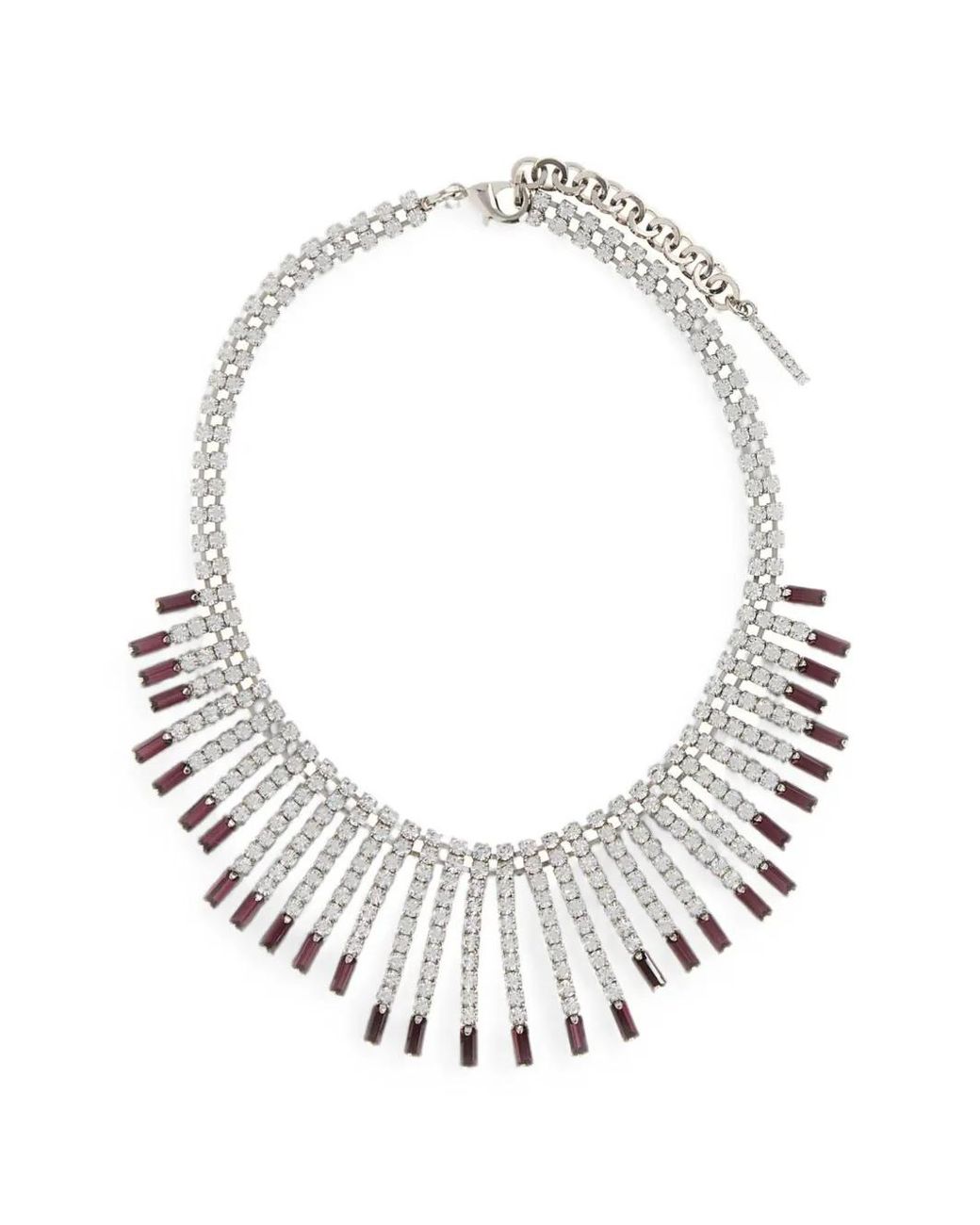 Alessandra Rich White Collier Serti De Cristaux À Franges