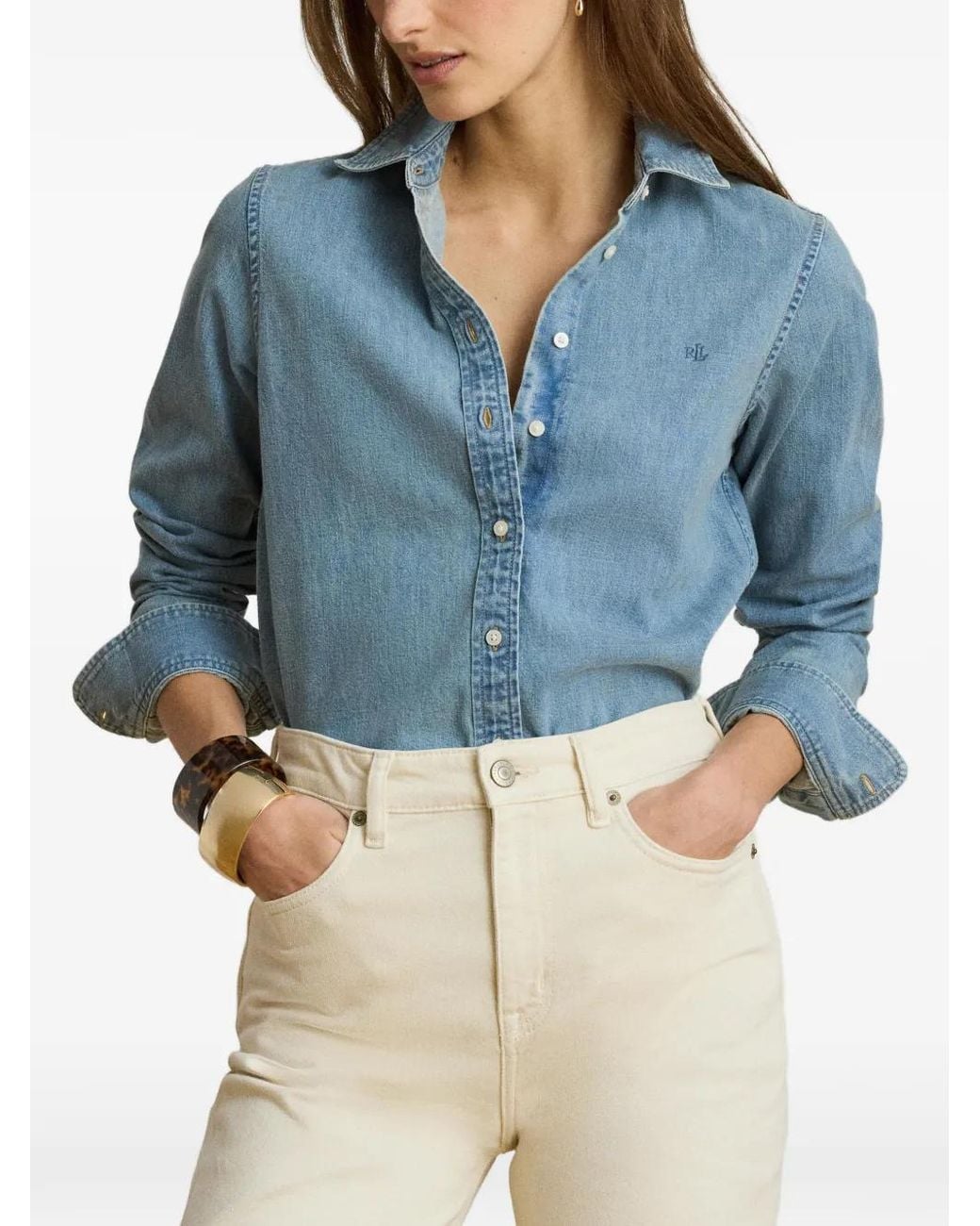 Ralph Lauren Blue 100% Cotton Denim Shirt For