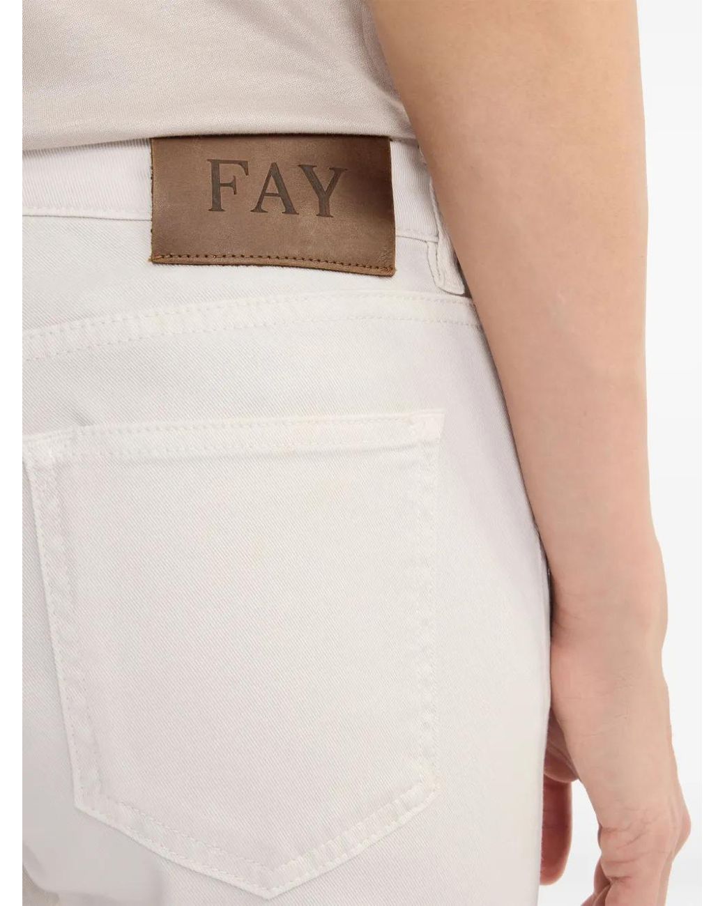 Fay White Cropped Jeans