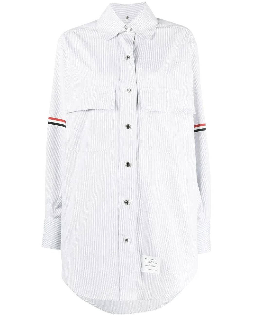 Thom Browne White Rwb Stripe Longline Shirt