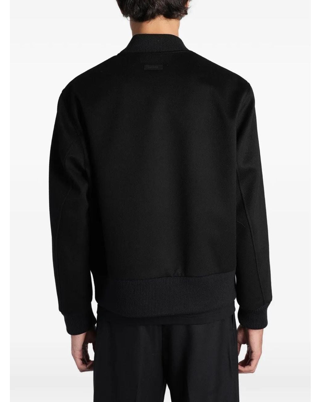 Lardini Black Logo-Patch Bomber Jacket for men