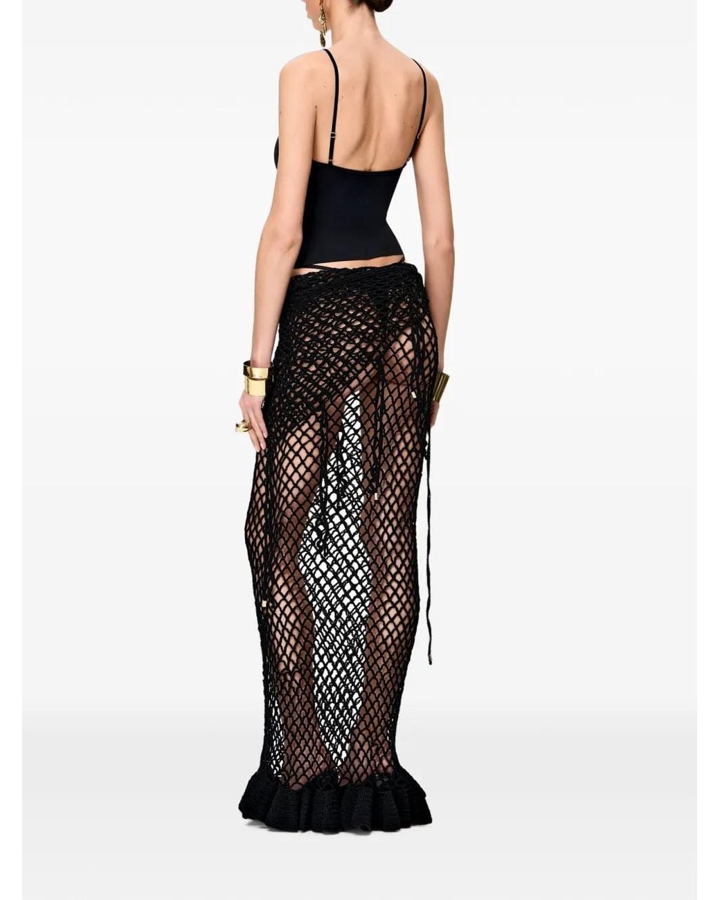 Korobeynikov Black Crocheted Mesh-Knit Maxi Dress