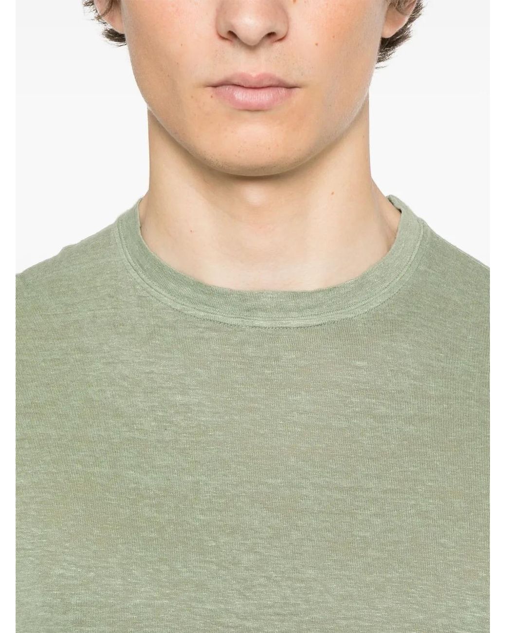 Canali Green Linen T-Shirt for men