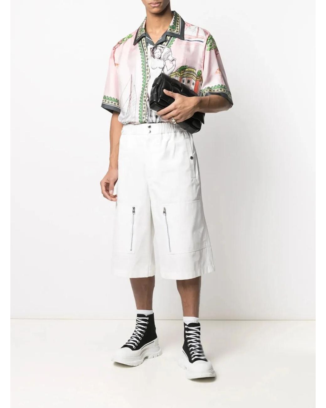 McQueen White Multi-Pocket Bermuda Shorts for men
