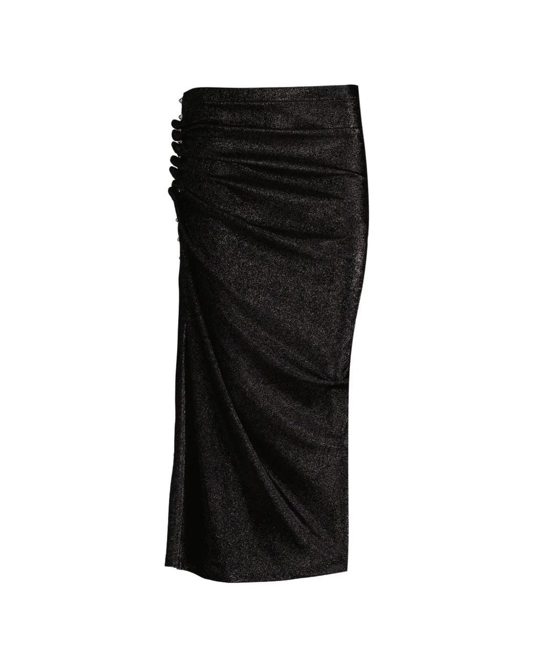 Rabanne Black Draped Midi Skirt