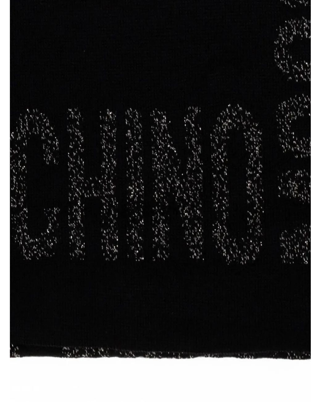 Moschino Black Logo-Print Lurex Scarf
