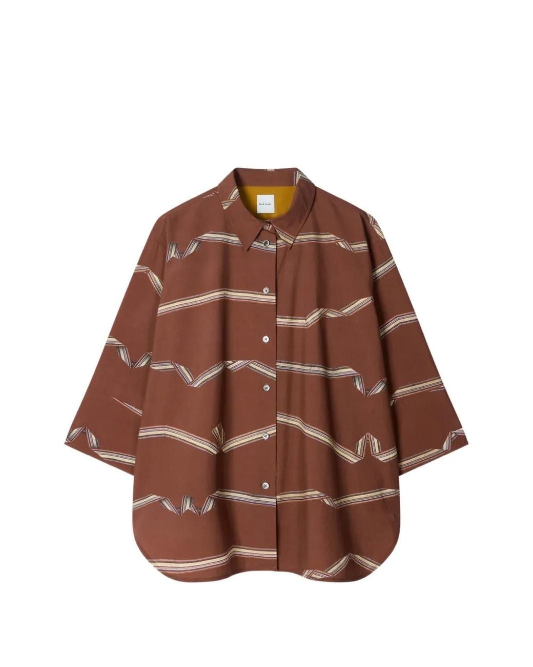 Paul Smith Brown Signature Stripe' Ribbon Print Shirt