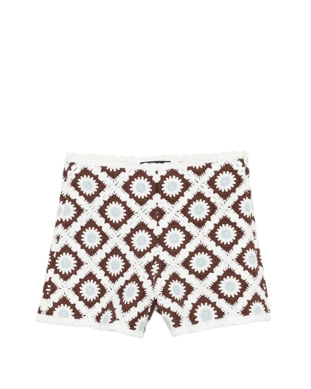 Maje White Floral-Patterned Crochet Shorts