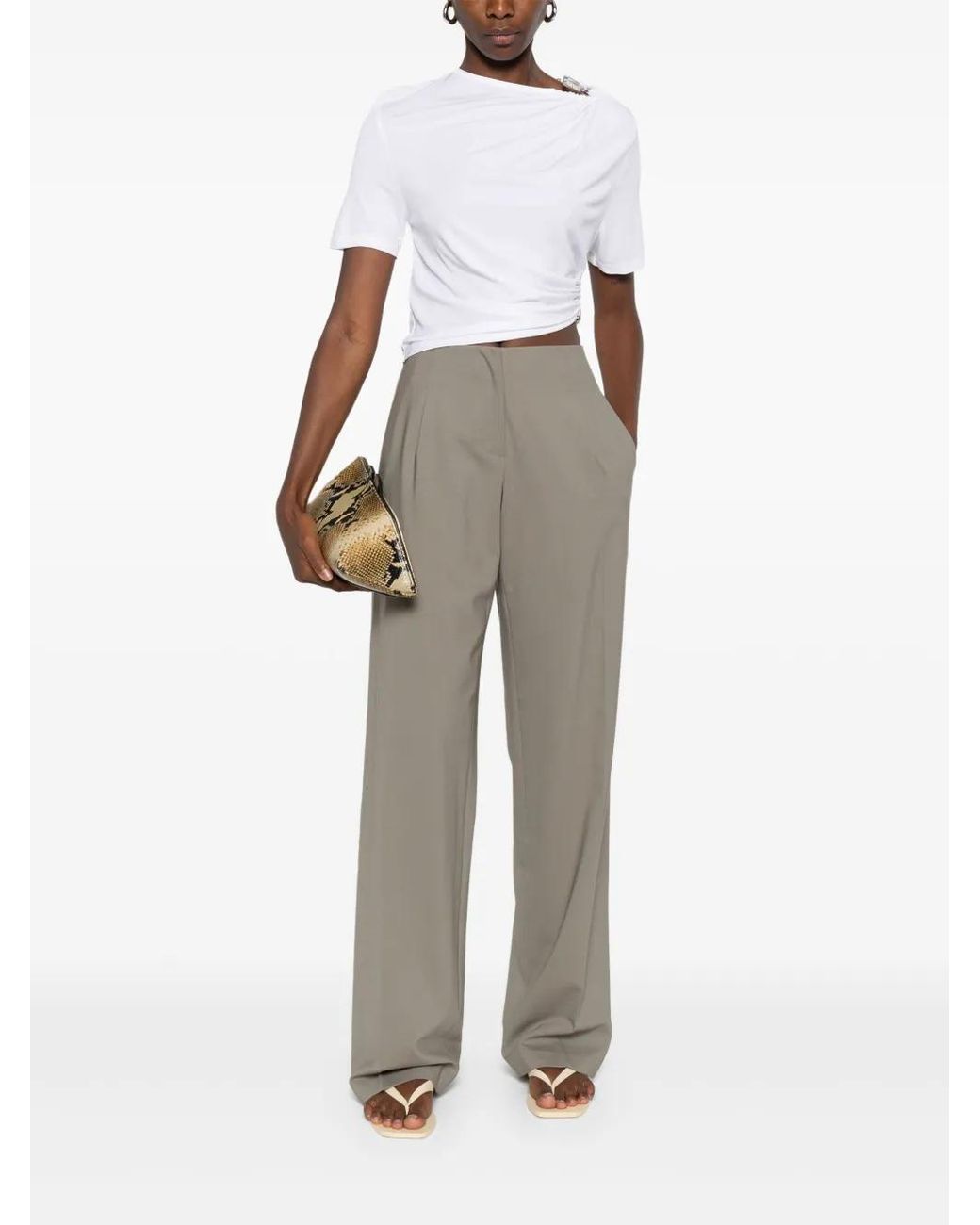 Christopher Esber Gray Pleated-Front Trousers