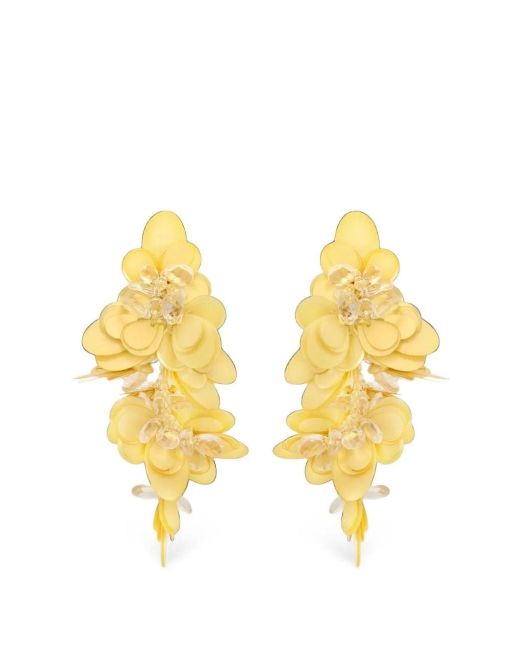 Oscar de la Renta Yellow Cascade Sequin-Embellished Earrings