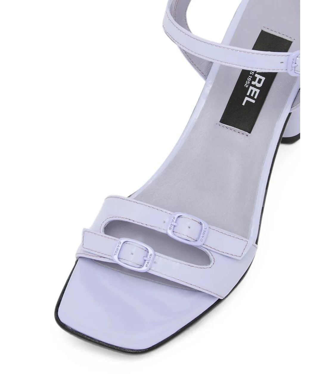 CAREL PARIS White Angelica Patent Leather Sandals