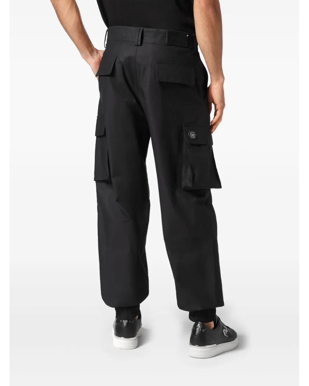 Philipp Plein Black Tapered-Leg Cargo Pants for men