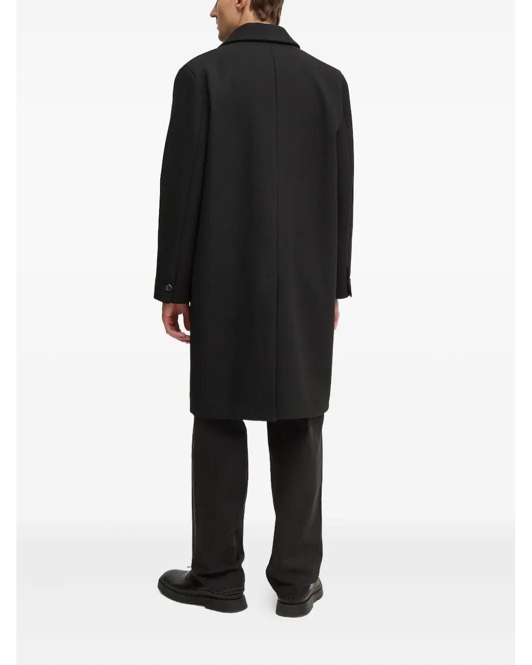 Won Hundred Black Single-Breasted Pocket Coat for men