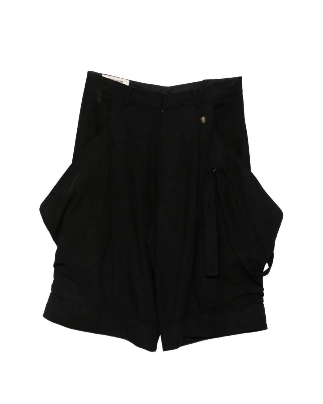 JiyongKim Black Draped Oversized-Pocket Trousers for men