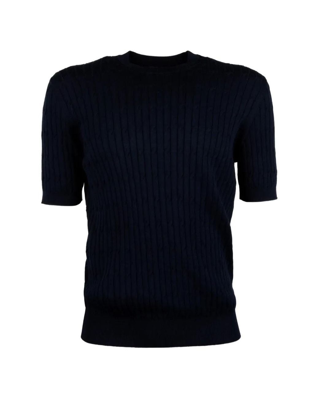 Peserico Blue Cable-Knit T-Shirt for men
