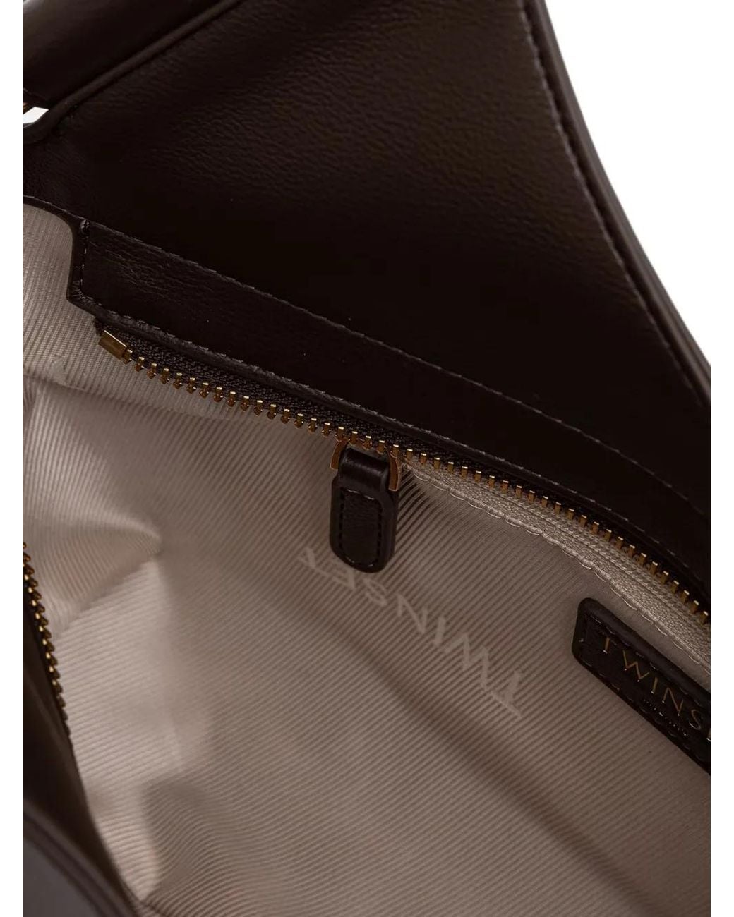 Twinset Brown Wrapped-Detail Logo-Plaque Tote Bag