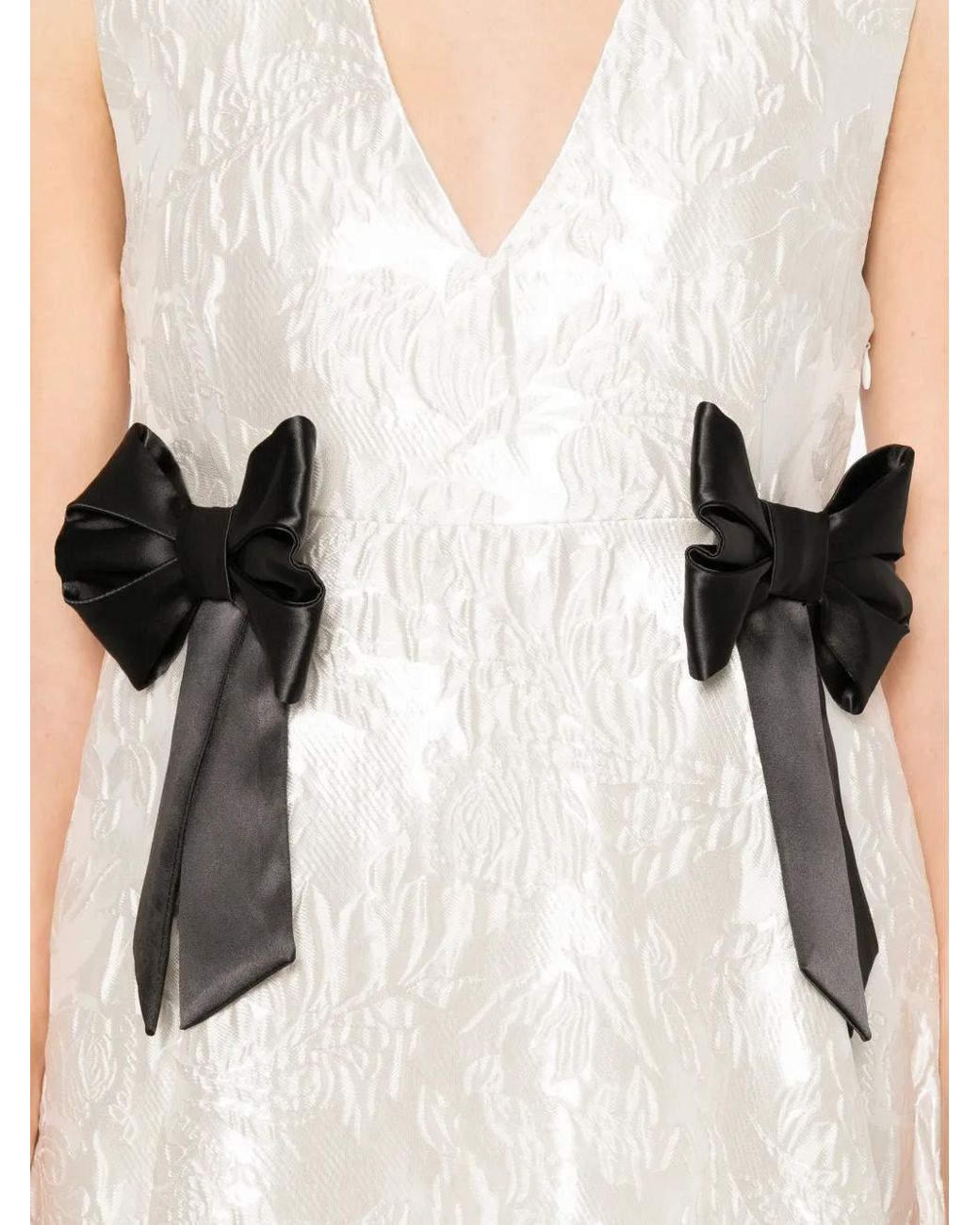 Ganni White Satin Cloque Long Dress