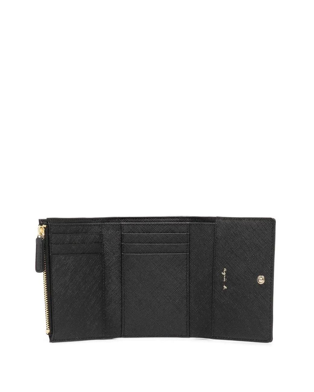 Agnes B. Gray Foldover Leather Wallet