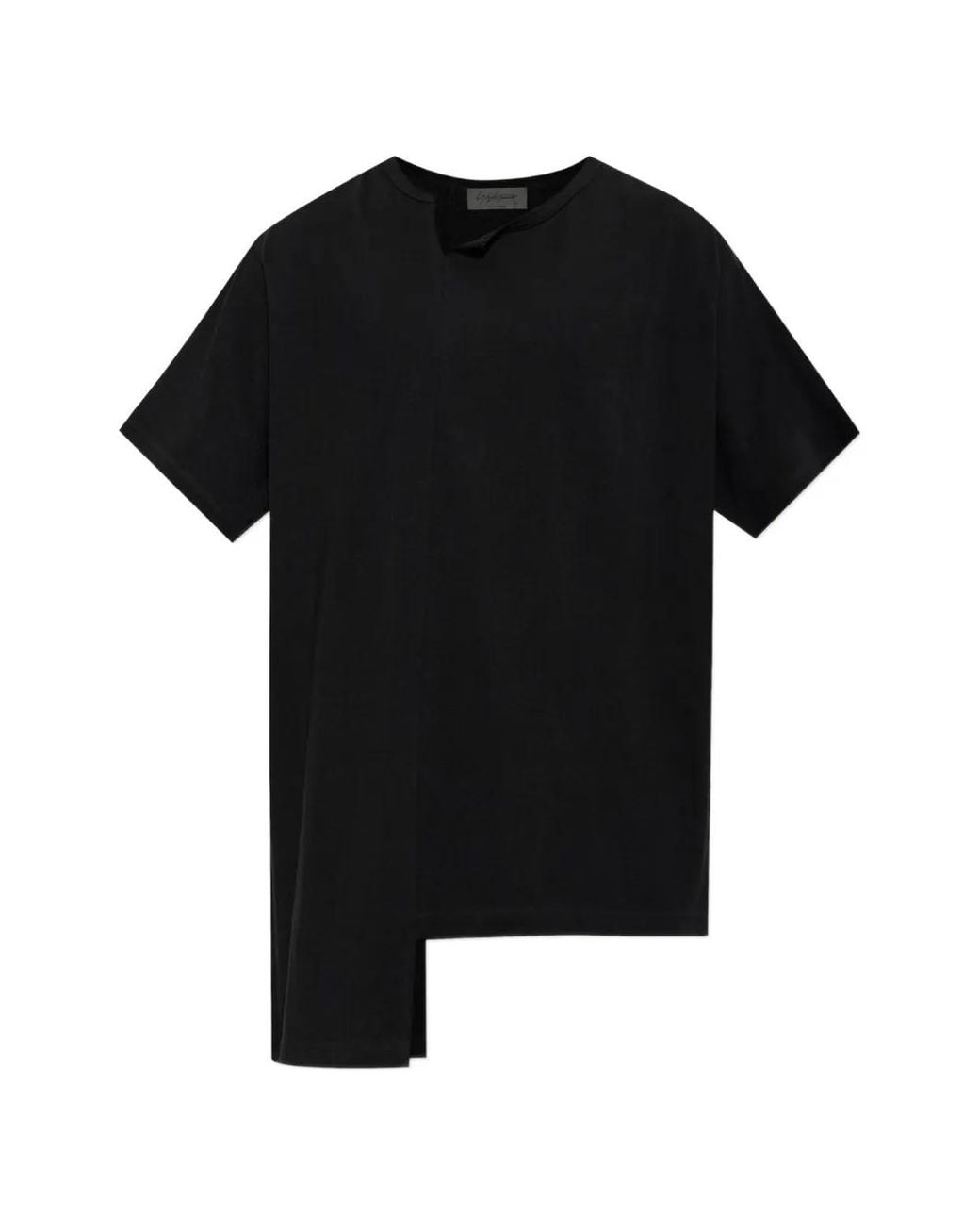 Yohji Yamamoto Black Asymmetrical-Cut T-Shirt for men