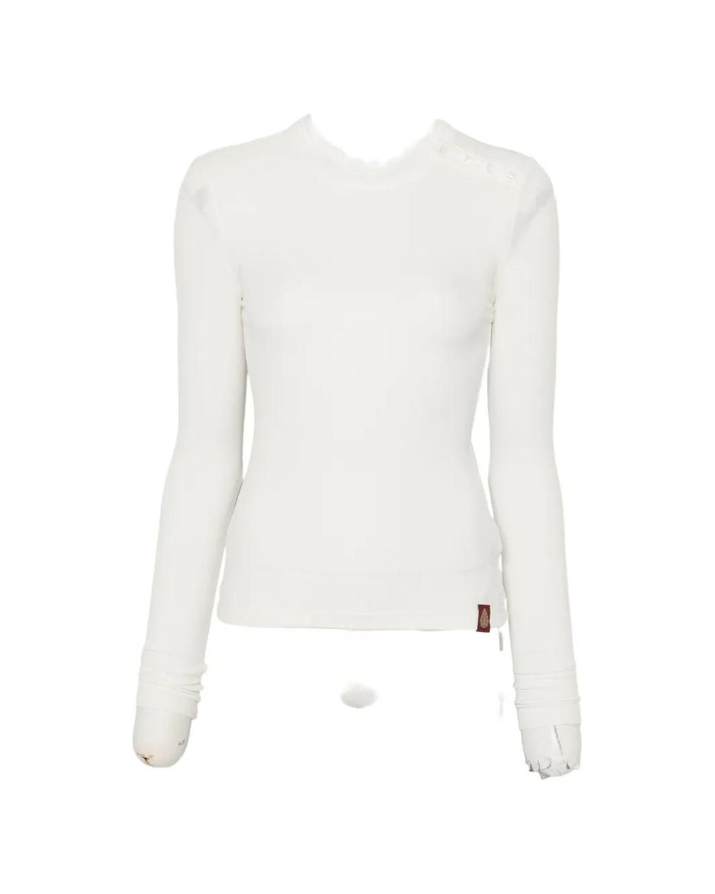 Dondup White Button-Detail Long-Sleeve T-Shirt