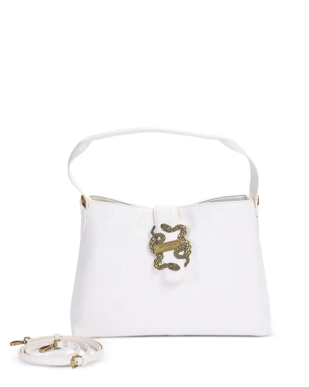 Just Cavalli White Snake-Plaque Shoulder Bag