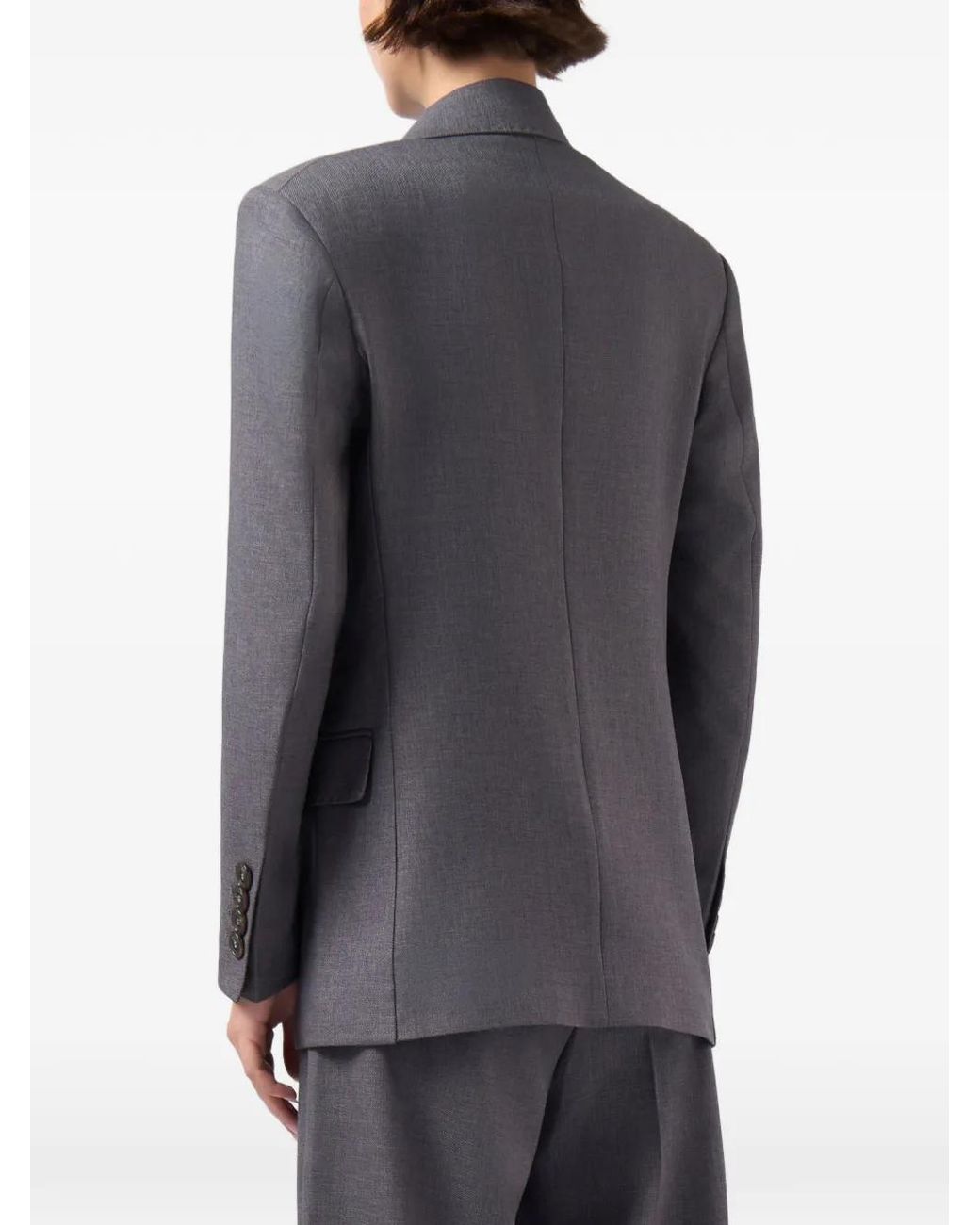 Gcds Gray Double-Breasted Peak-Lapel Blazer