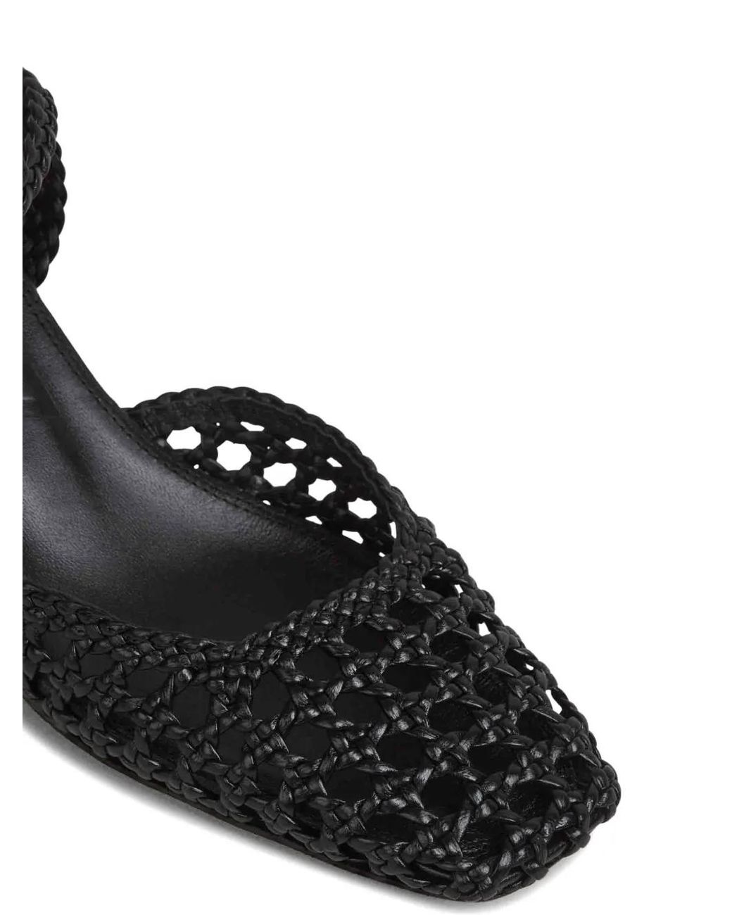 Souliers Martinez White Woven Leather Pumps