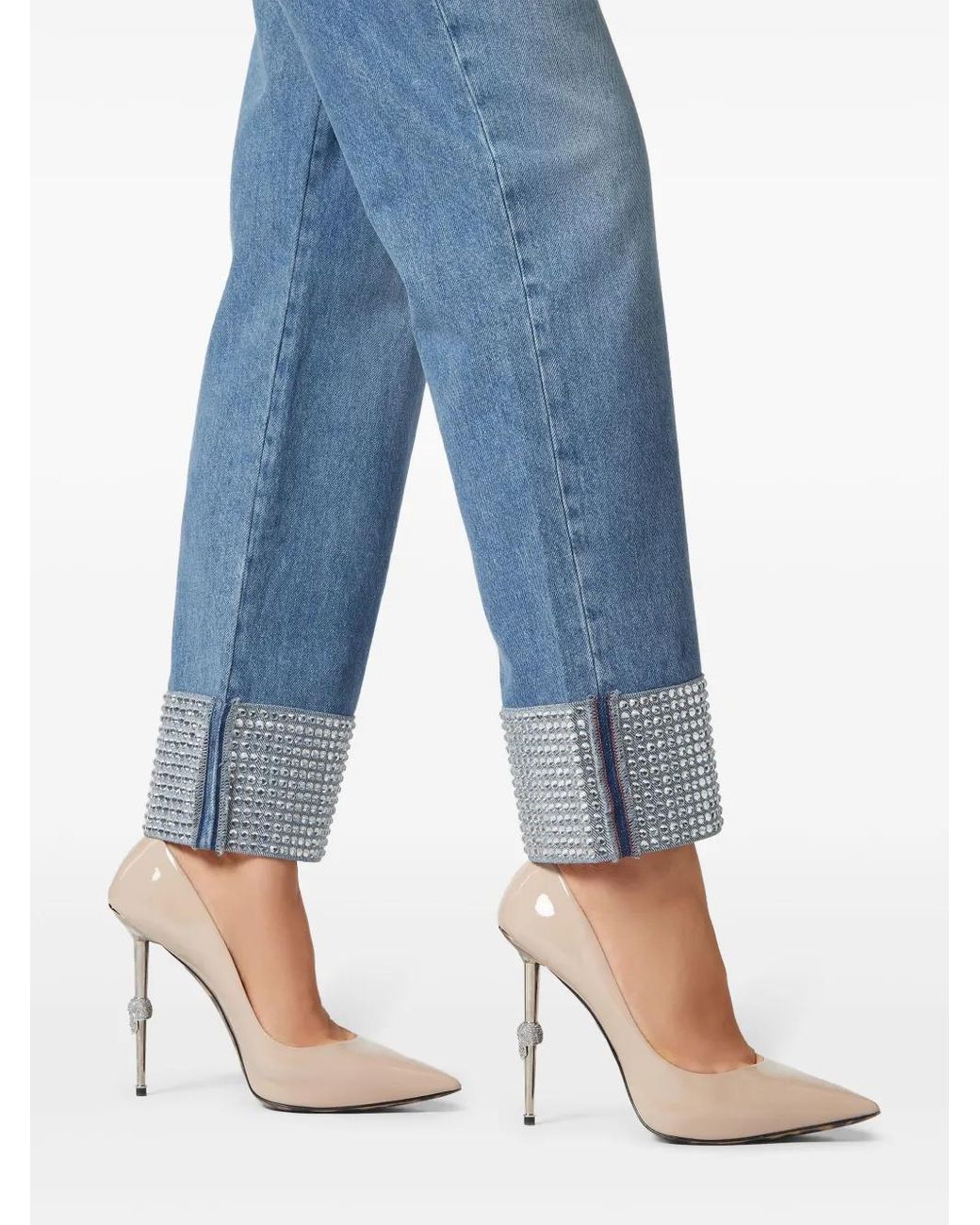 Philipp Plein Blue Embellished Straight-Leg Jeans