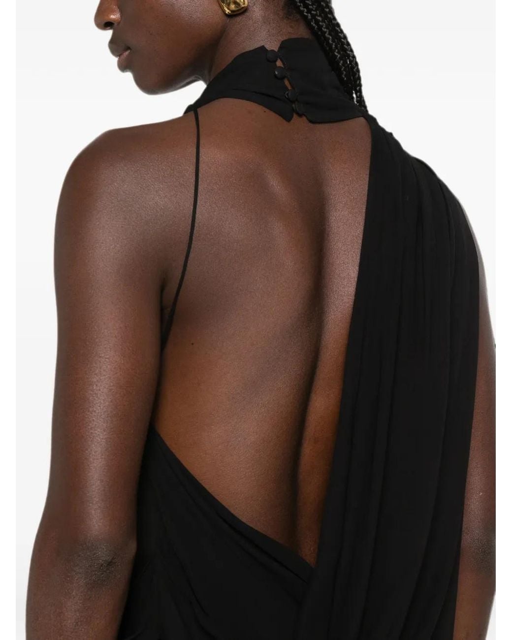 De La Vali Black Menorca Draped Top