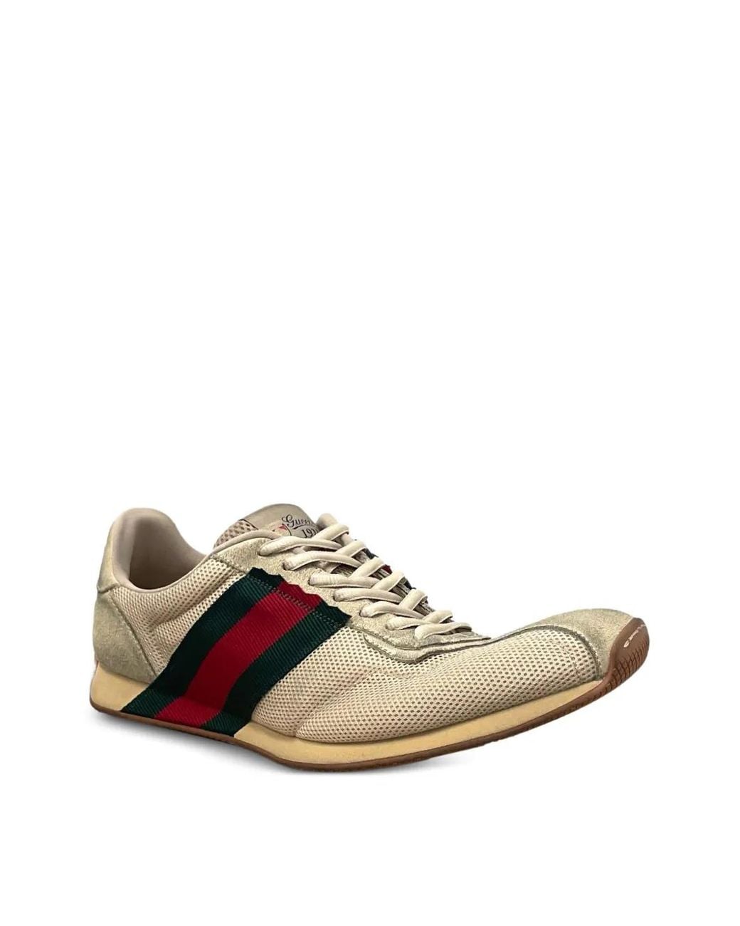 Gucci White Tempo Web-Stripe Sneakers for men