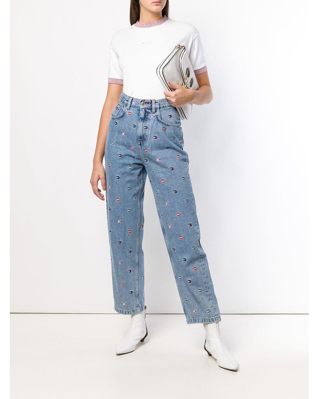 Tommy Hilfiger Logo Patch Mom Jeans in Blue | Lyst