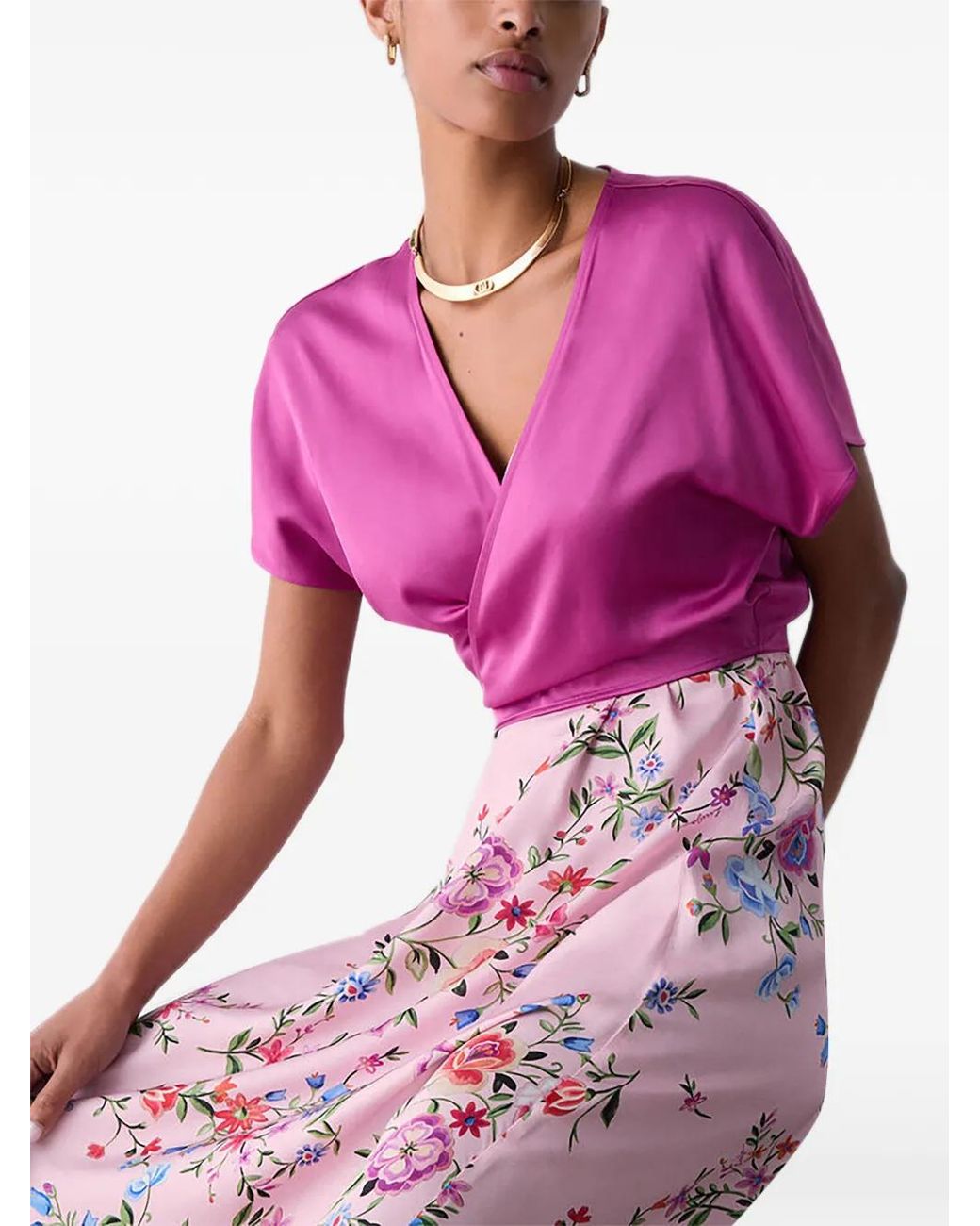 Liu Jo Pink Satin Wrap Top