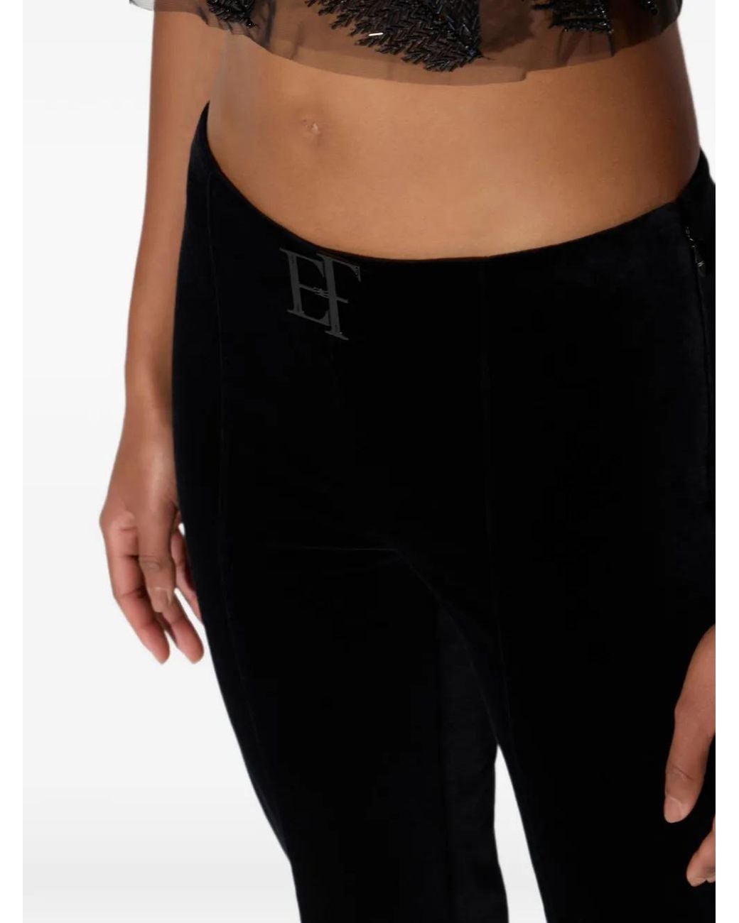 Elisabetta Franchi Black Velvet Trousers