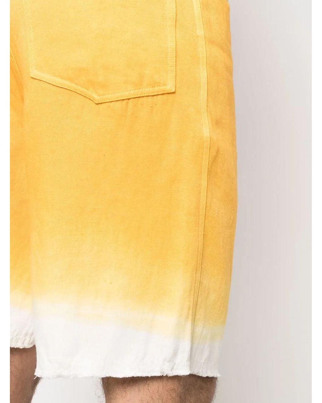Federico Curradi Yellow Tie-Dye Denim Shorts for men