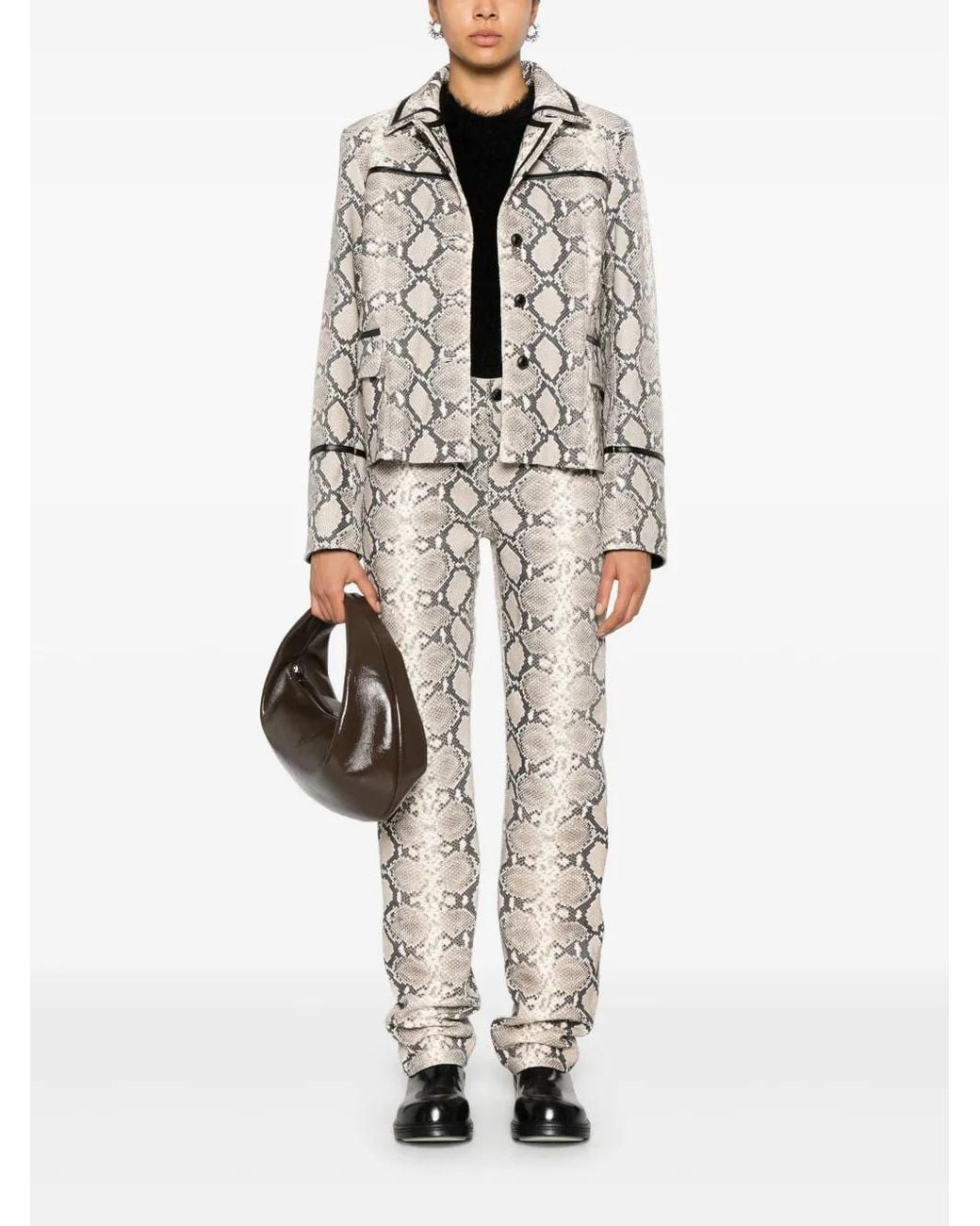 MARINE SERRE Natural Python-Print Trousers