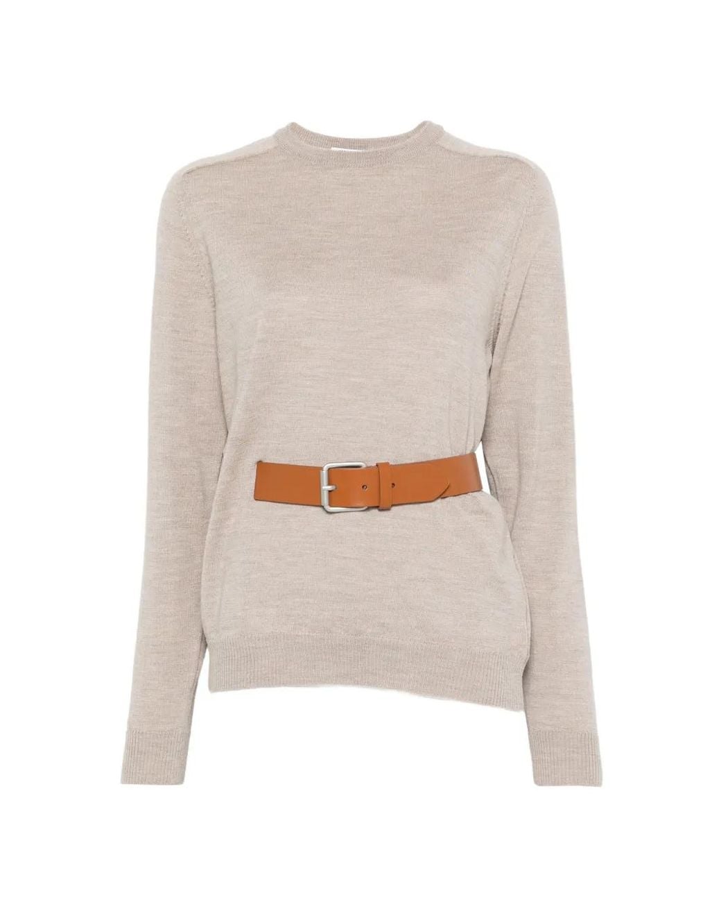 Moschino White Belt Crewneck Sweater