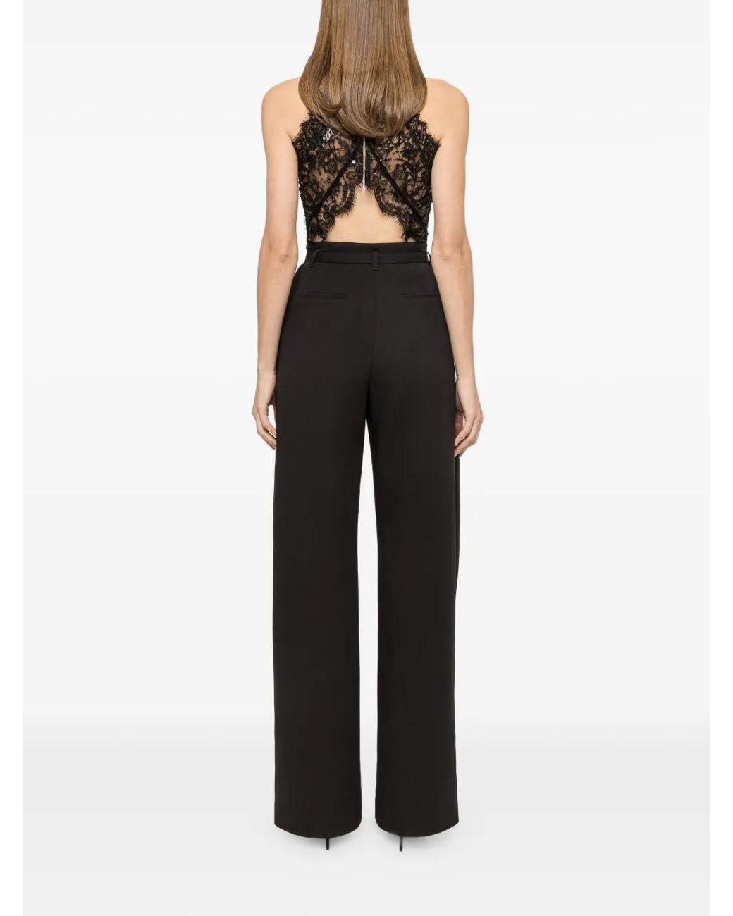 Nissa Black Sequin Lace Bodysuit