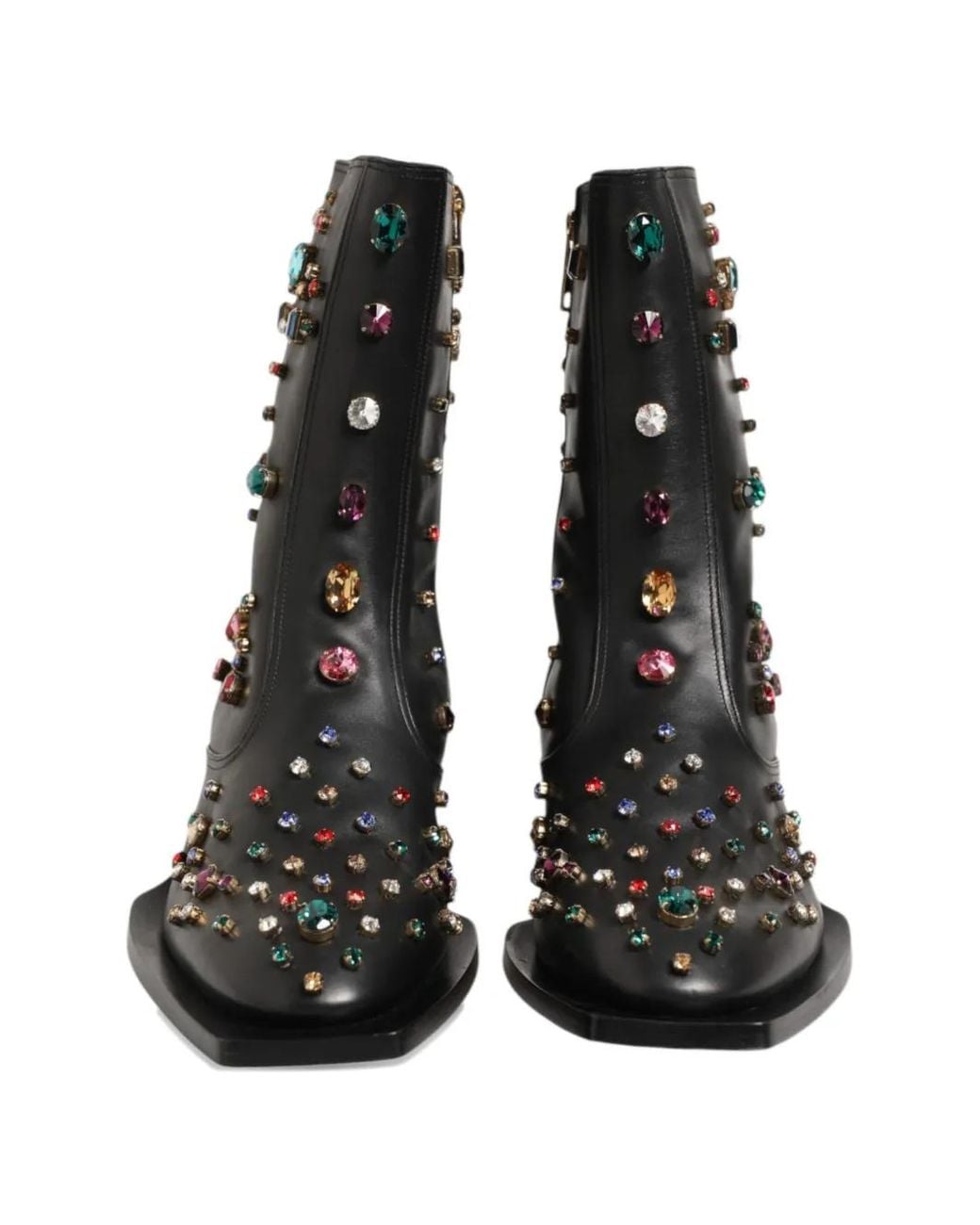 Dolce & Gabbana Black Crystal-Embellished Leather Ankle Boots for men