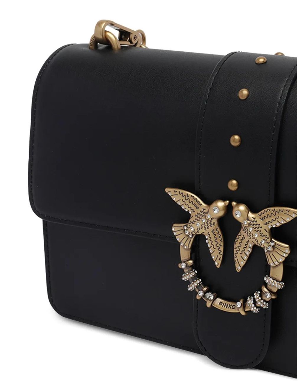 Pinko Black Love One Leather Shoulder Bag