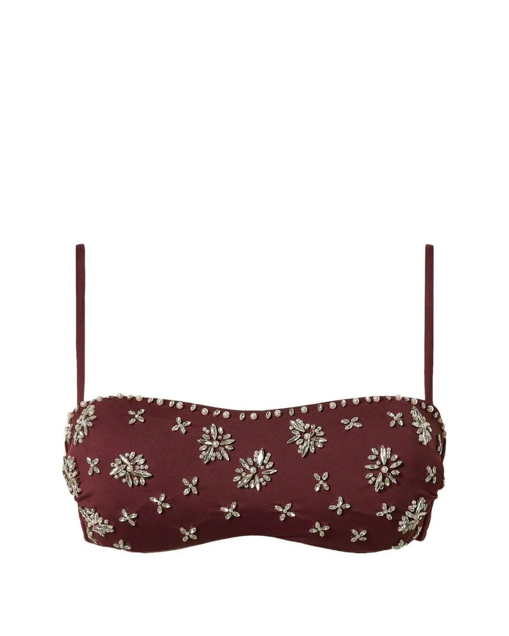 Twinset Purple Bandeau Bikini Top With Embroidery