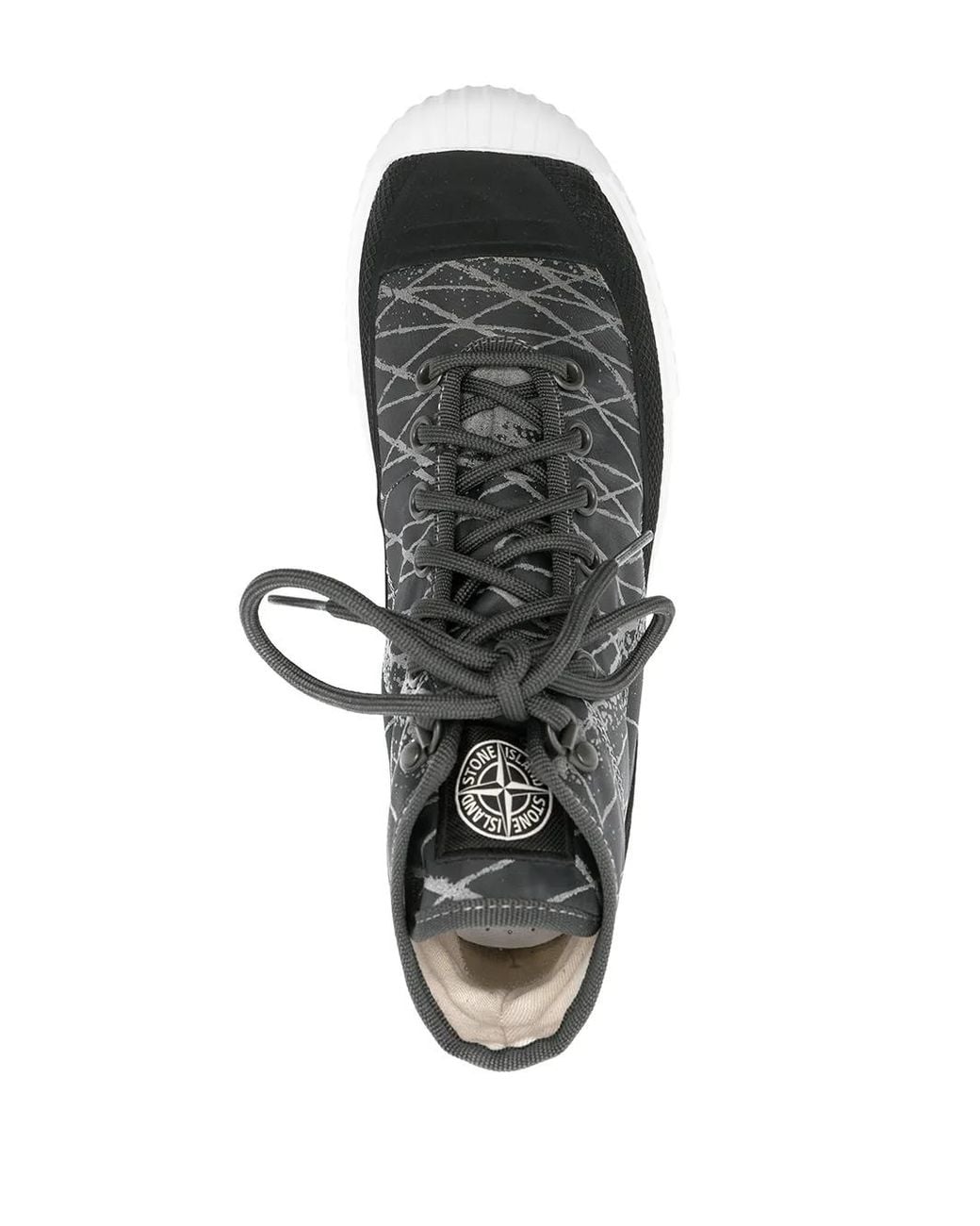 Stone Island Black Abstract-Print High-Top Sneakers for men
