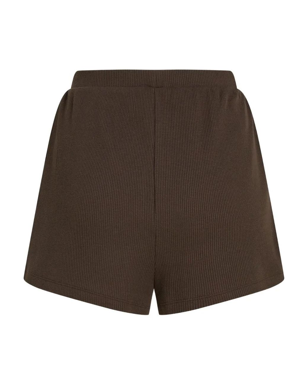Karl Lagerfeld Brown Waffle Logo Embroidered Shorts