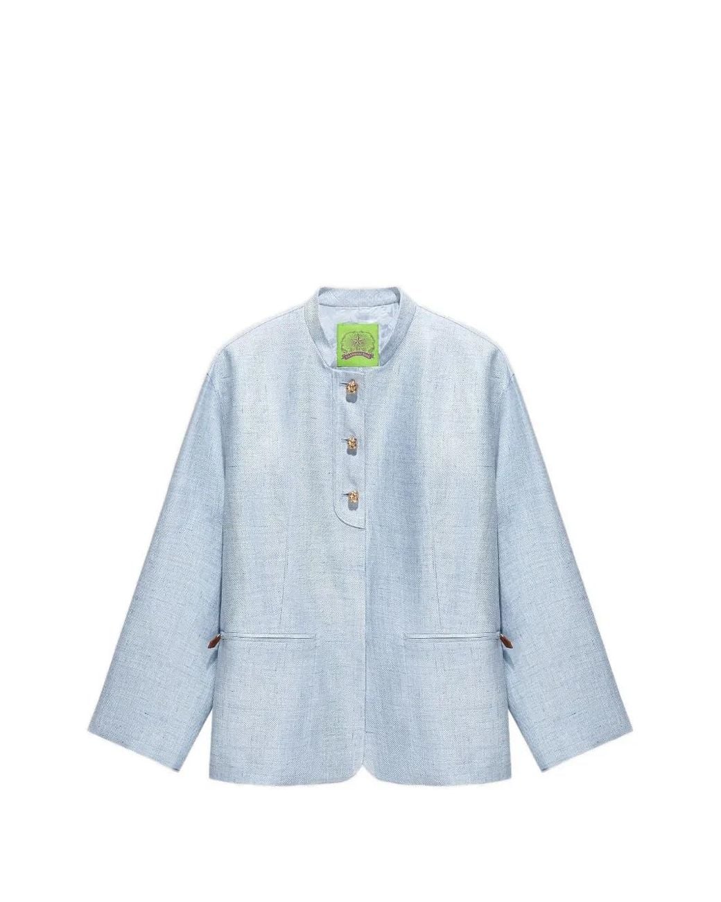 Shanghai Tang Blue Patch-Pocket Jacket
