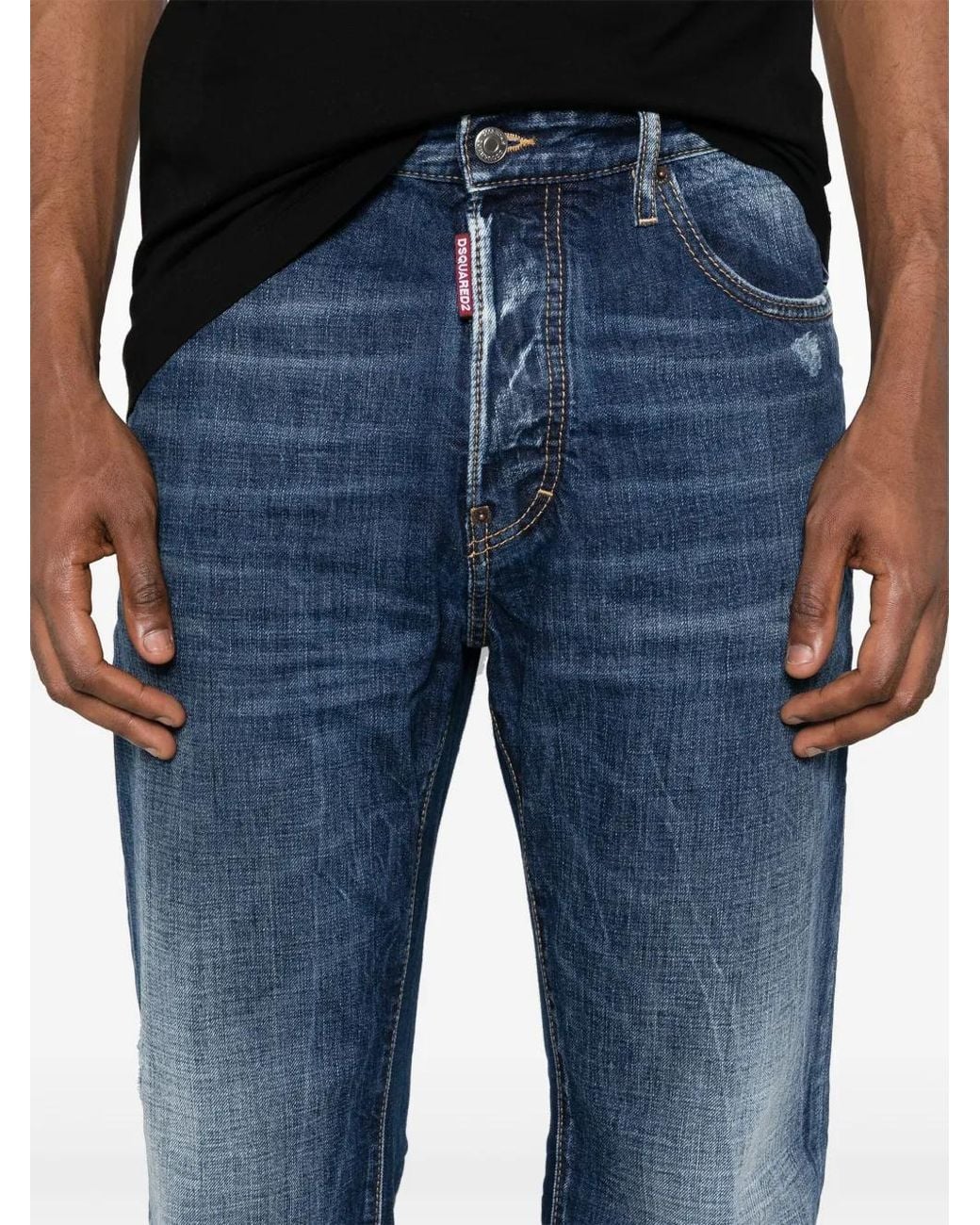 DSquared² Blue 642 Mid-Rise Straight-Leg Jeans for men