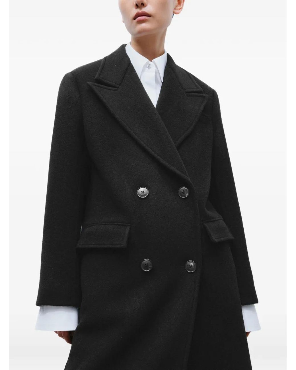 Tory Burch Black Double-Breasted Wool Coat