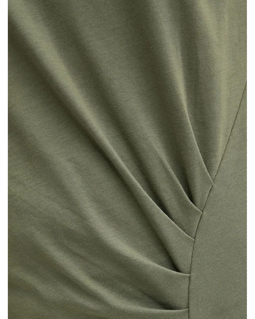 Pinko Green Padded-Shoulder Side-Split Midi Dress