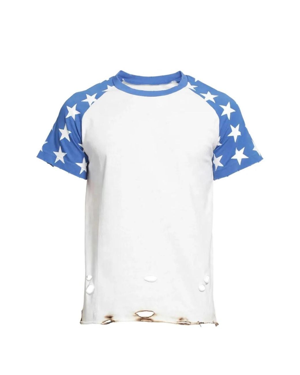 DAGGER Blue Distressed Star-Print T-Shirt