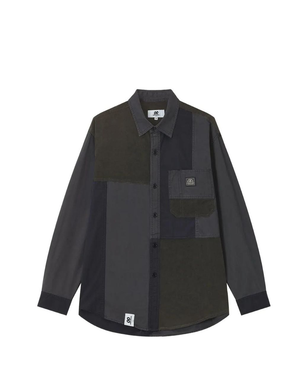Chocoolate Black Patchwork Long-Sleeve Shirt for men
